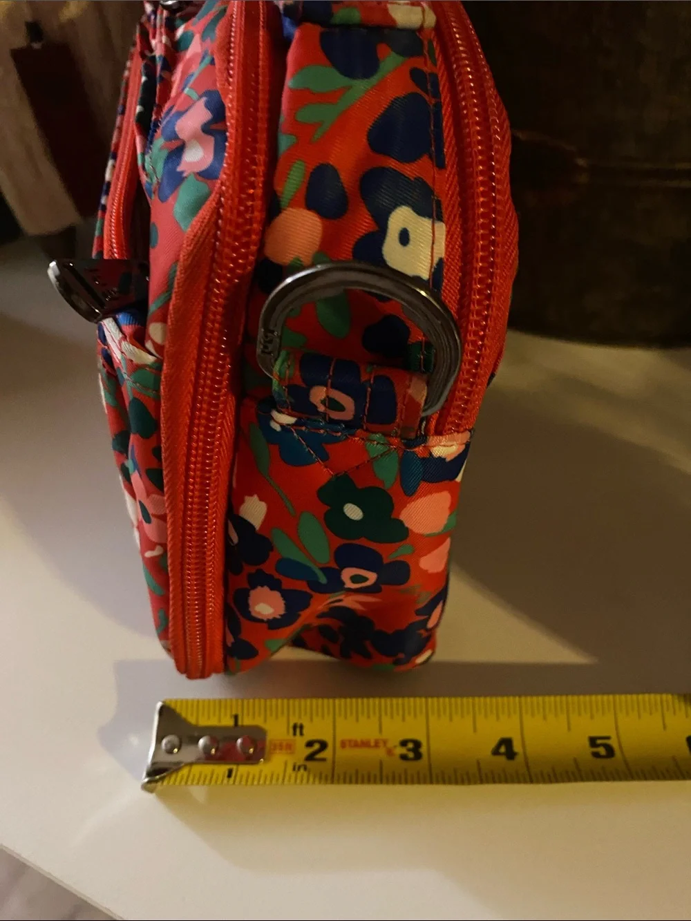 Lug Scoop quilted Multi color with Floral design crossbody w/ Adjustable strap